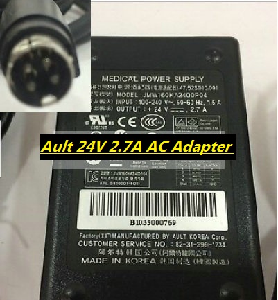 *Brand NEW* 24V 2.7A AC Adapter 4PIN for Barco Eonic Ault JMW160KA2400F04 Medical Power Supply - Click Image to Close